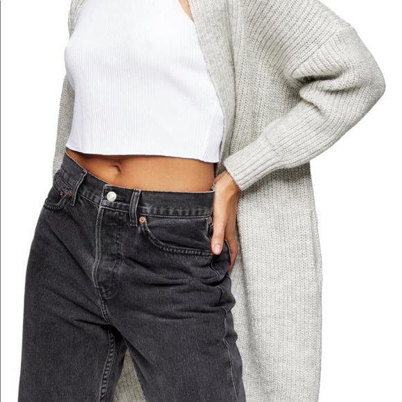 Gray Ribbed Open Front Cardigan - Picture 3 of 7